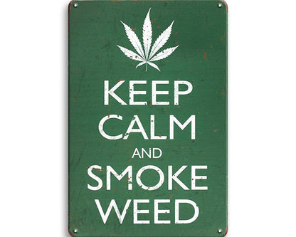 Metalen wandbord | Keep calm and smoke weed |