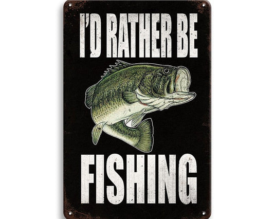 Metalen wandbord | I'd rather be fishing |