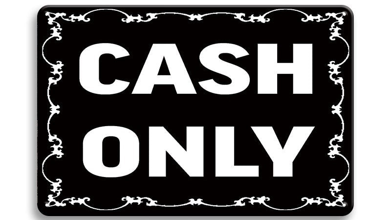 Metalen wandbord | Cash only |