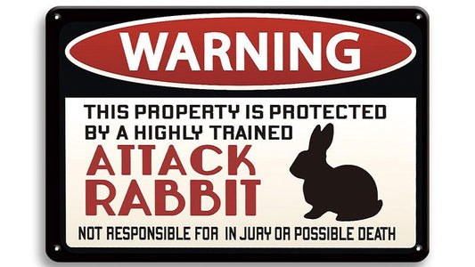 Metalen wandbord | Warning | Attack rabbit |