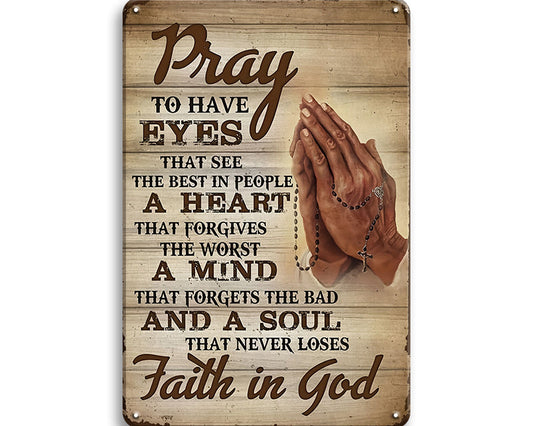 Metalen wandbord | Pray | Faith in god |