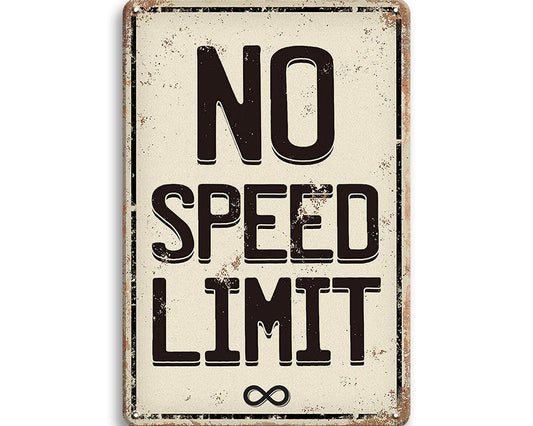 Metalen wandbord | No speed limit |