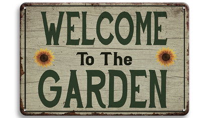 Metalen wandbord | Welcome in the garden |