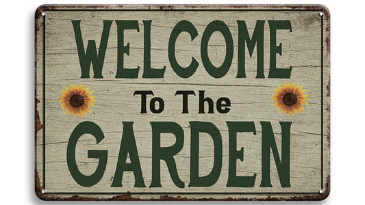 Metalen wandbord | Welcome in the garden |