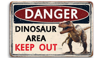 Metalen wandbord | Danger | Dinosaur area | Keep out |