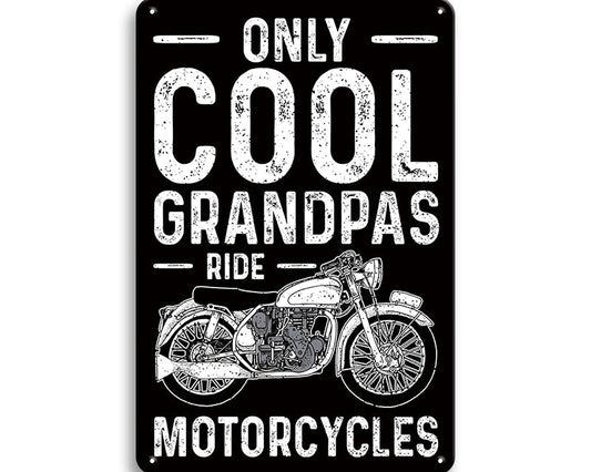 Metalen wandbord | Only cool grandpas ride motorcycles |