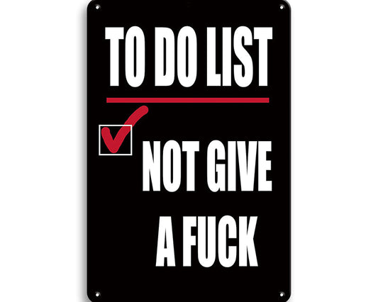 Metalen wandbord | To do list | Not give a fuck |