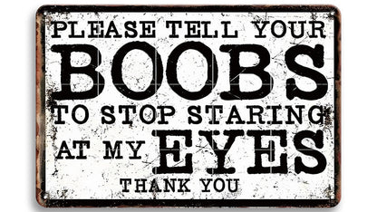 Metalen wandbord | Please tell your boobs |