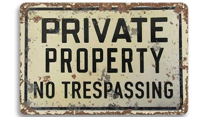 Metalen wandbord | Private property | No trespassing |