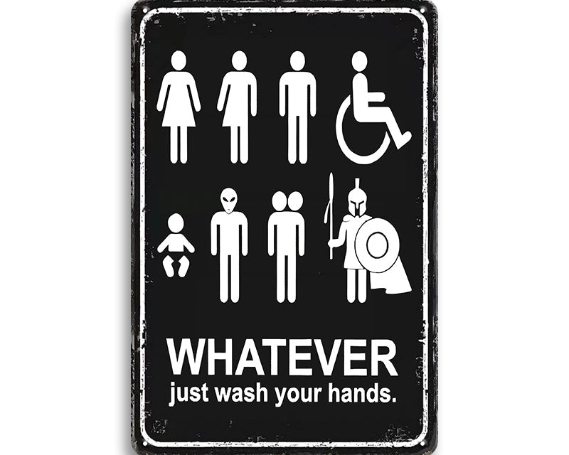 Metalen wandbord | Whatever | Just wash your hands |