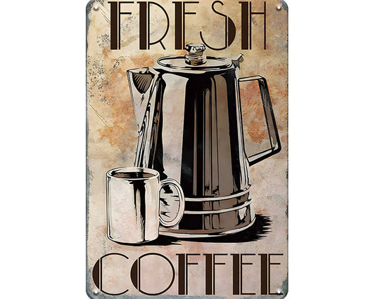 Metalen wandbord | Fresh coffee |