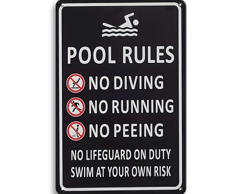 Metalen wandbord | Pool rules |