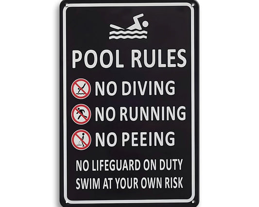 Metalen wandbord | Pool rules |