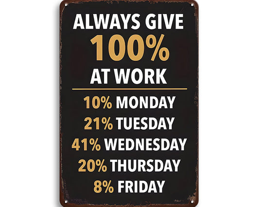 Metalen wandbord | Always give 100% at work |
