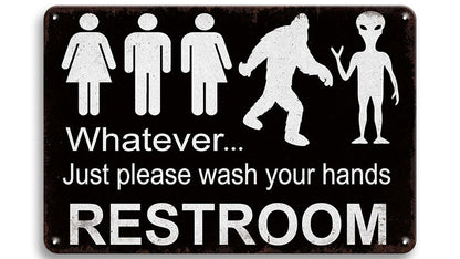 Metalen wandbord | Whatever just please wash your hands | Restroom |