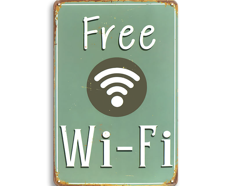 Metalen wandbord | Free Wi-Fi |