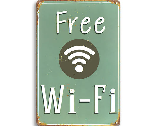 Metalen wandbord | Free Wi-Fi |