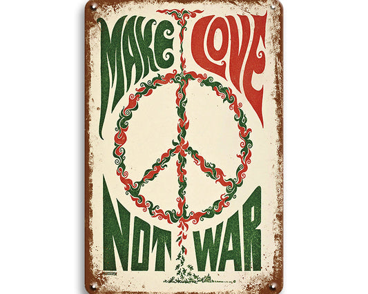Metalen wandbord | Make love not war |