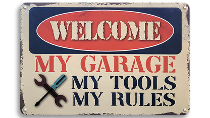 Metalen wandbord | Welcome | My garage | My tools my rules |