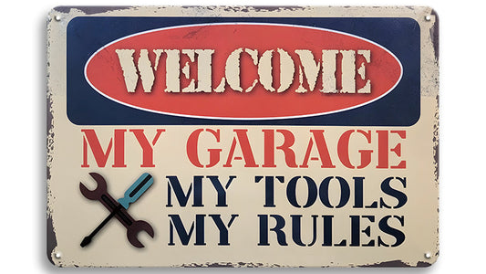 Metalen wandbord | Welcome | My garage | My tools my rules |