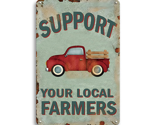 Metalen wandbord | Support your local farmers |