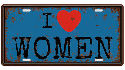 Metalen wandbord | I love women | Kentekenplaat | 15x30cm |