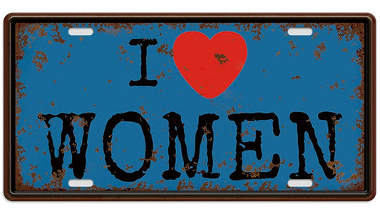 Metalen wandbord | I love women | Kentekenplaat | 15x30cm |