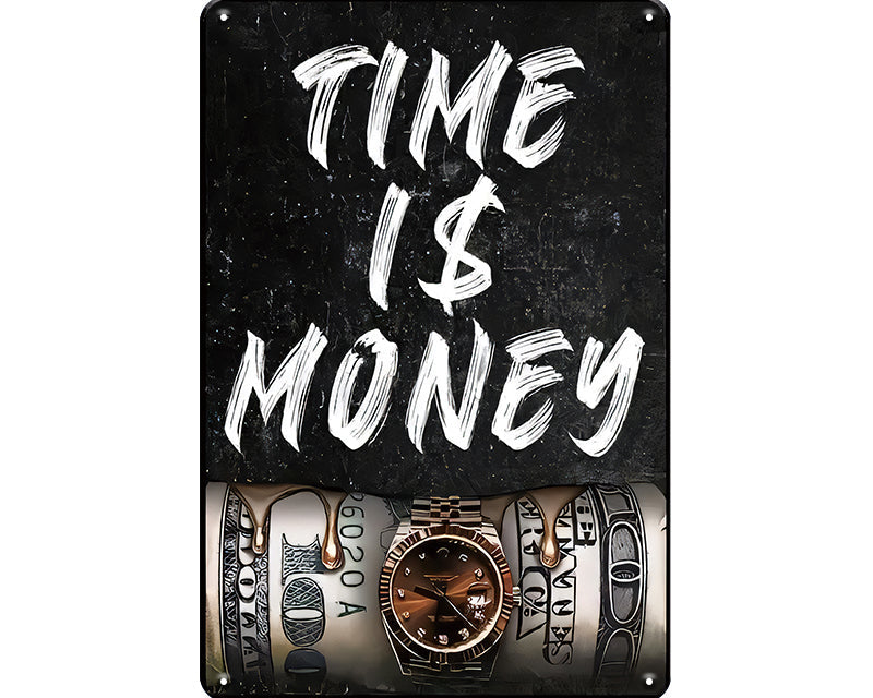 Metalen wandbord | Time is money |