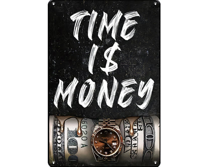Metalen wandbord | Time is money |