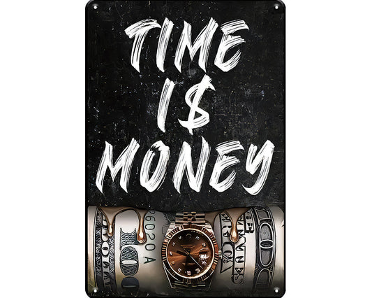 Metalen wandbord | Time is money |