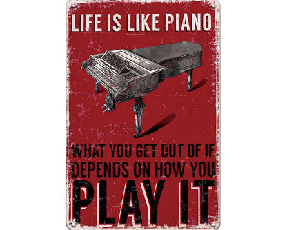 Metalen wandbord | Life is like piano | Play it |