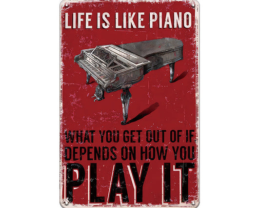 Metalen wandbord | Life is like piano | Play it |