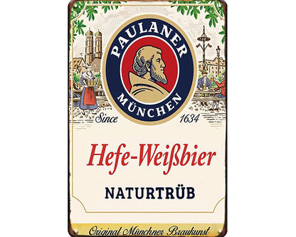 Metalen wandbord | Paulaner München | Hefe-Weisbier |