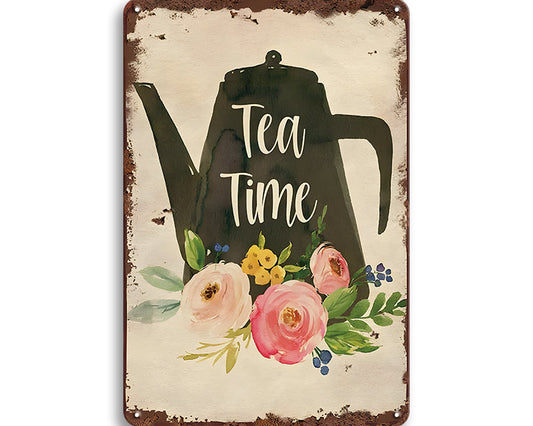 Metalen wandbord | Tea time |