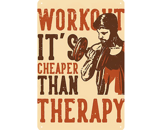 Metalen wandbord | Workout | It's cheaper than therapy |