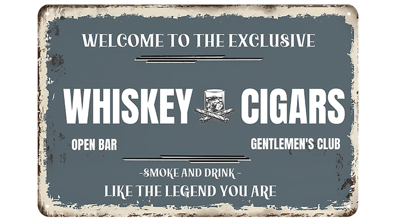 Metalen wandbord | Whiskey & cigars gentlemen's club |
