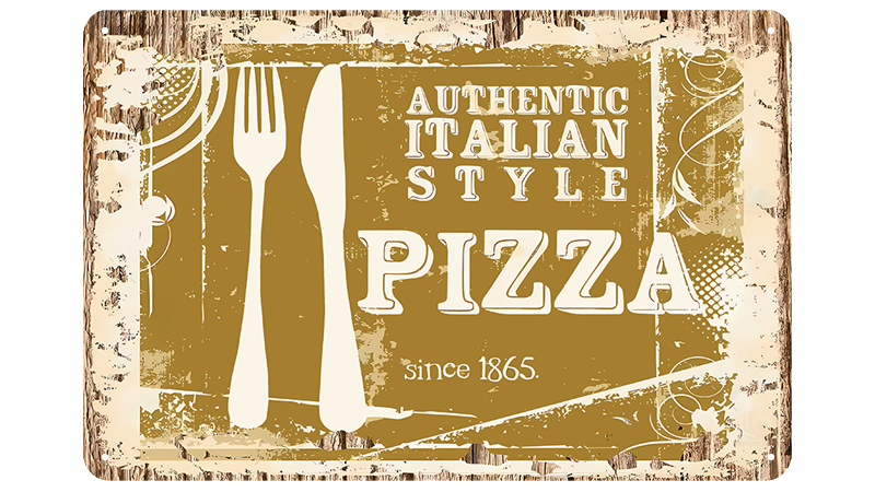 Metalen wandbord | Authentic Italian sytle pizza | Since 1865 |