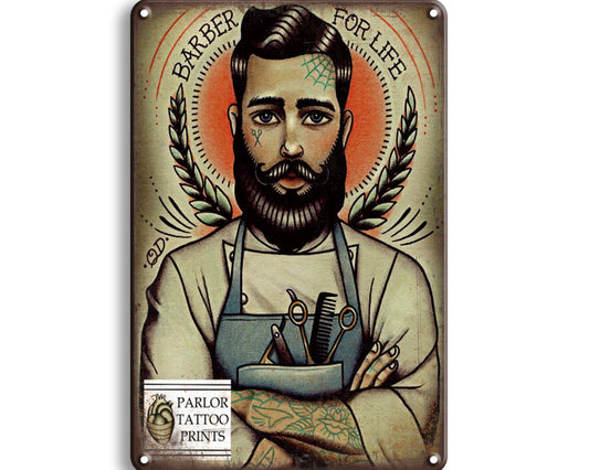 Metalen wandbord | Barber for life |