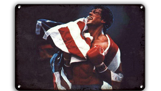 Metalen wandbord | Rocky met Amerikaanse vlag |