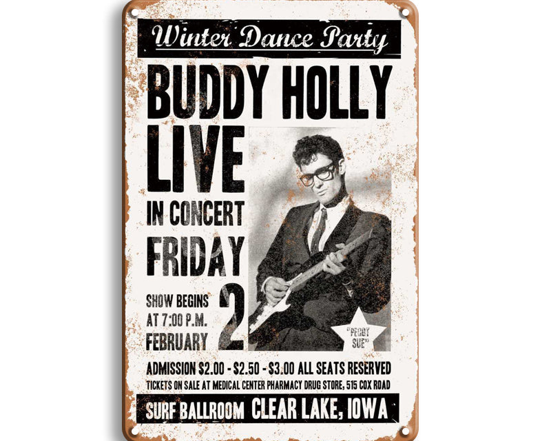 Metalen wandbord | Buddy Holly |