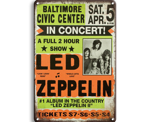 Metalen wandbord | Led Zeppelin in concert |