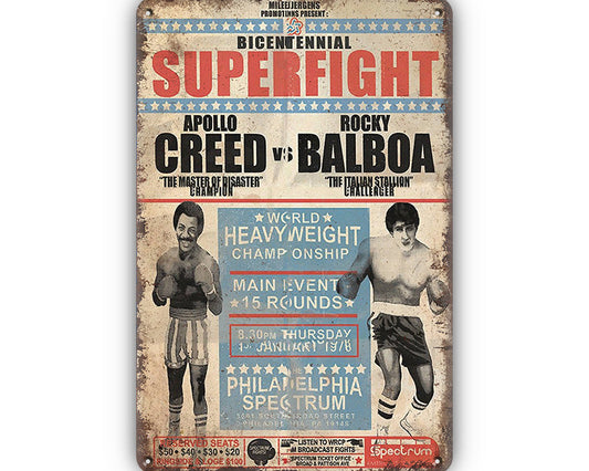 Metalen wandbord | Superfight | Apollo Creed vs Rocky Balboa |