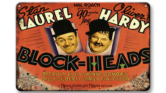 Metalen wandbord | Laurel & Hardy | Block heads |