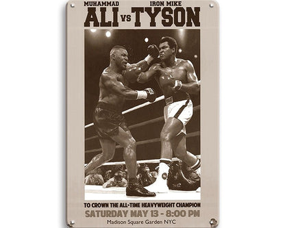 Metalen wandbord | Muhammad Ali vs Iron Mike Tyson |