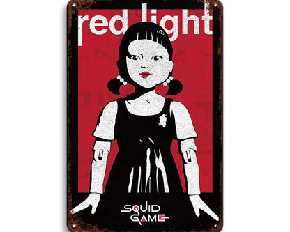 Metalen wandbord | Squid Game | Red light |