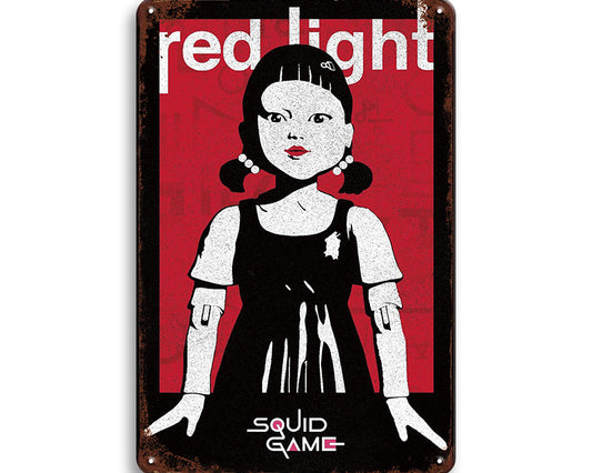 Metalen wandbord | Squid Game | Red light |
