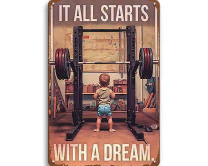 Metalen wandbord | It all starts with a dream |