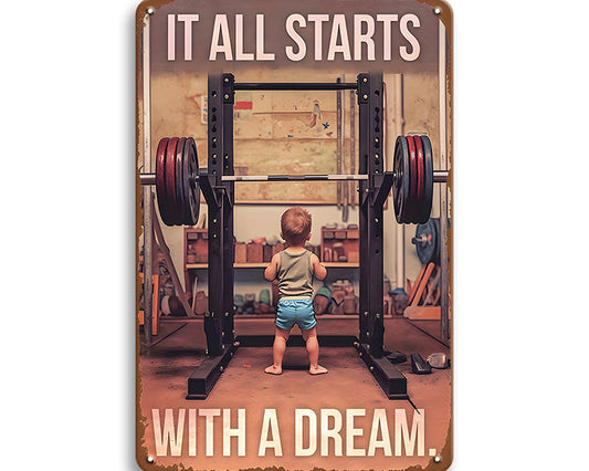 Metalen wandbord | It all starts with a dream |