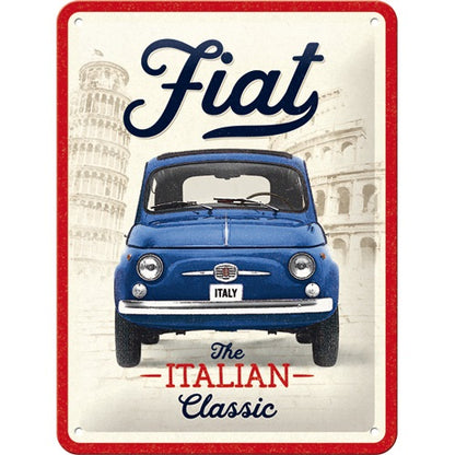 Metalen wandbord | Fiat 500 | The Italian Classic | 20x15cm |