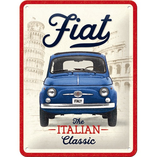 Metalen wandbord | Fiat 500 | The Italian Classic | 20x15cm |